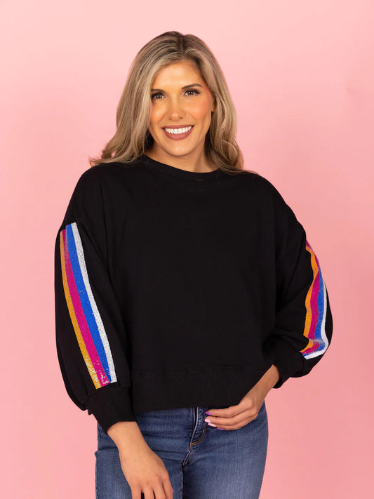 Sequin Stripes Sweatshirt