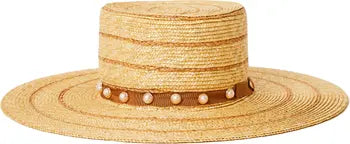 Piper Stripe Pearl Boater Hat