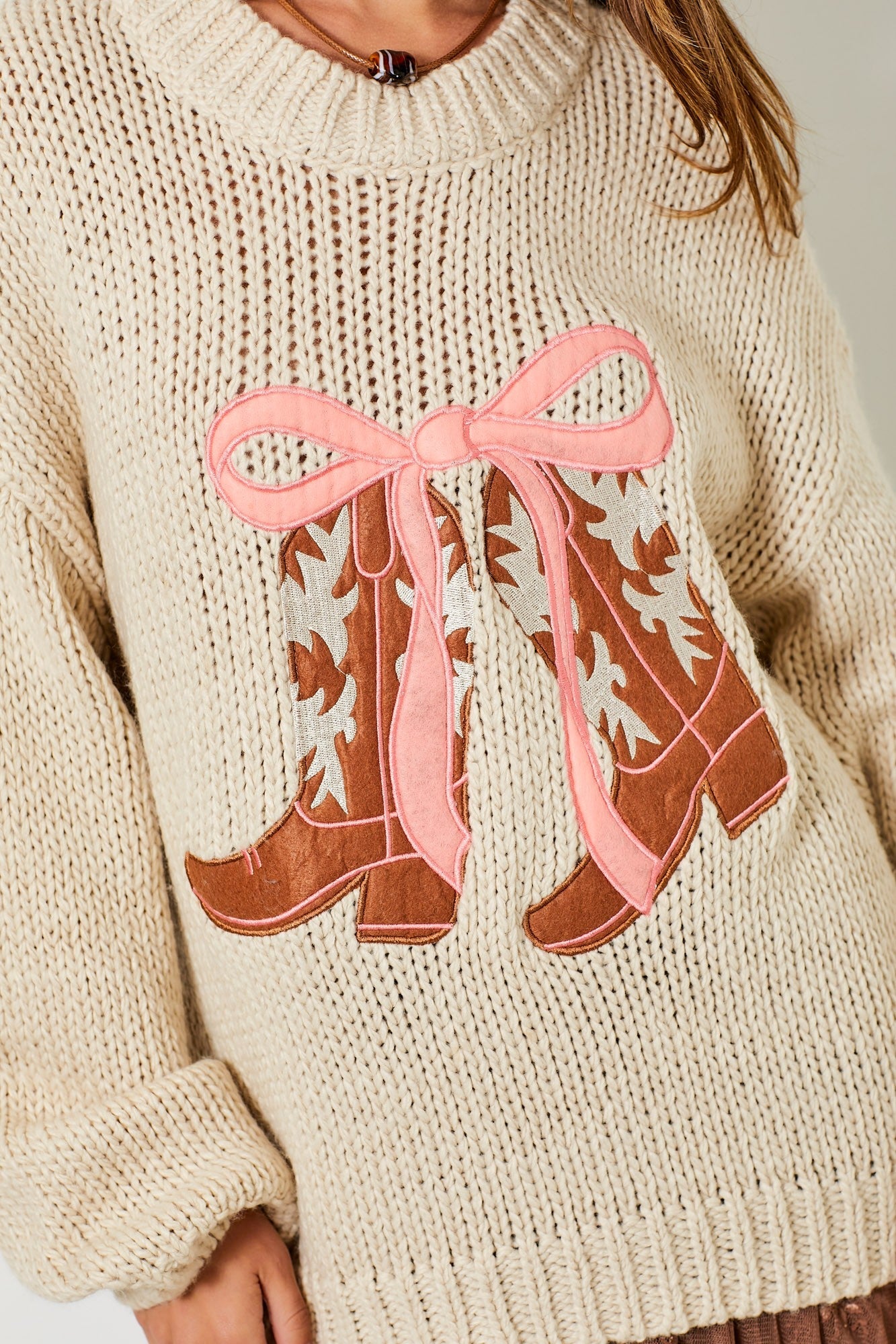 Cowboy Boots w/Ribbon Sweater