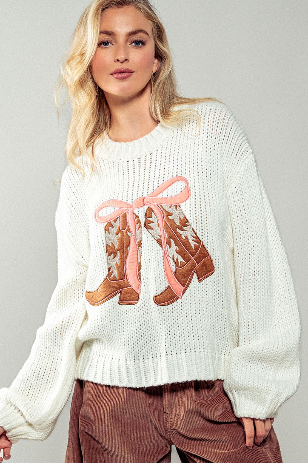 Cowboy Boots w/Ribbon Sweater