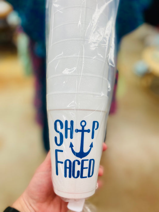 Ship Faced Sleeve of 10 Styrofoam Cups