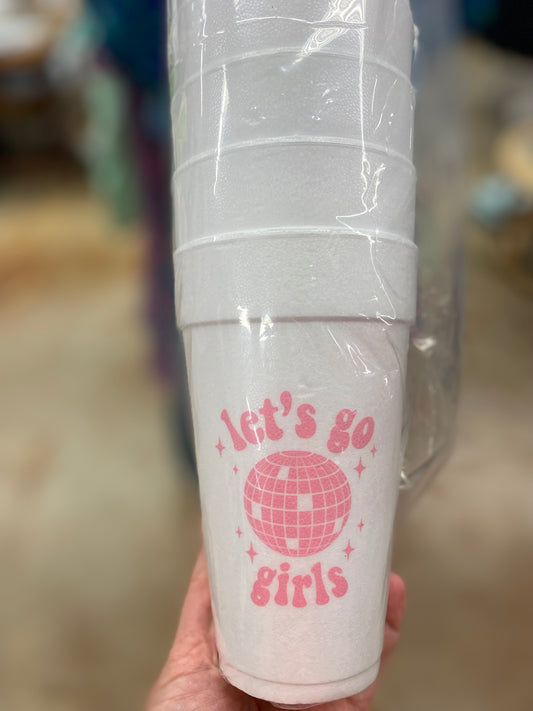 Let's Go Girls Sleeve of 10 Styrofoam Cups