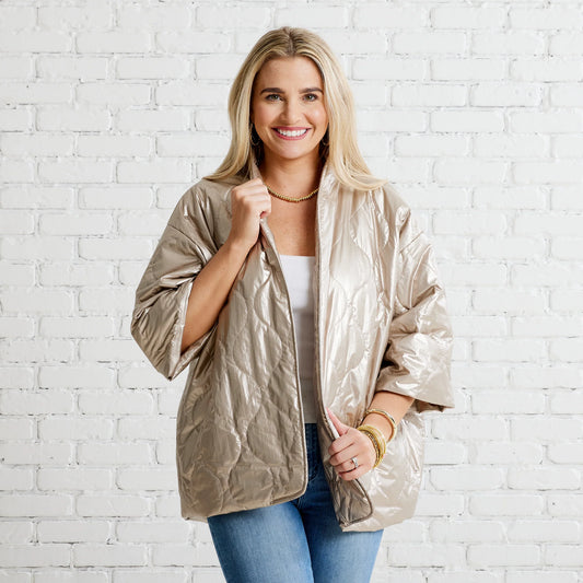 Penny Puffer Jacket-Gold