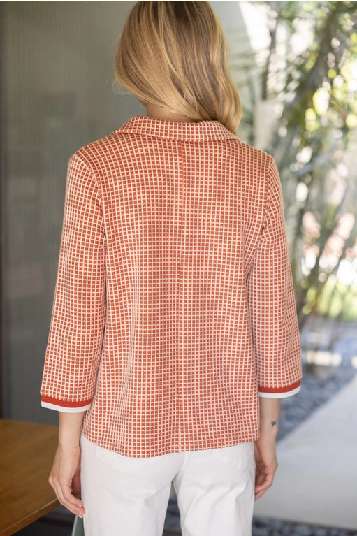 Rust Collared Contrast Top