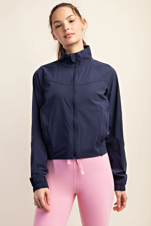 Navy Nylon St Woven Tennis Jacket