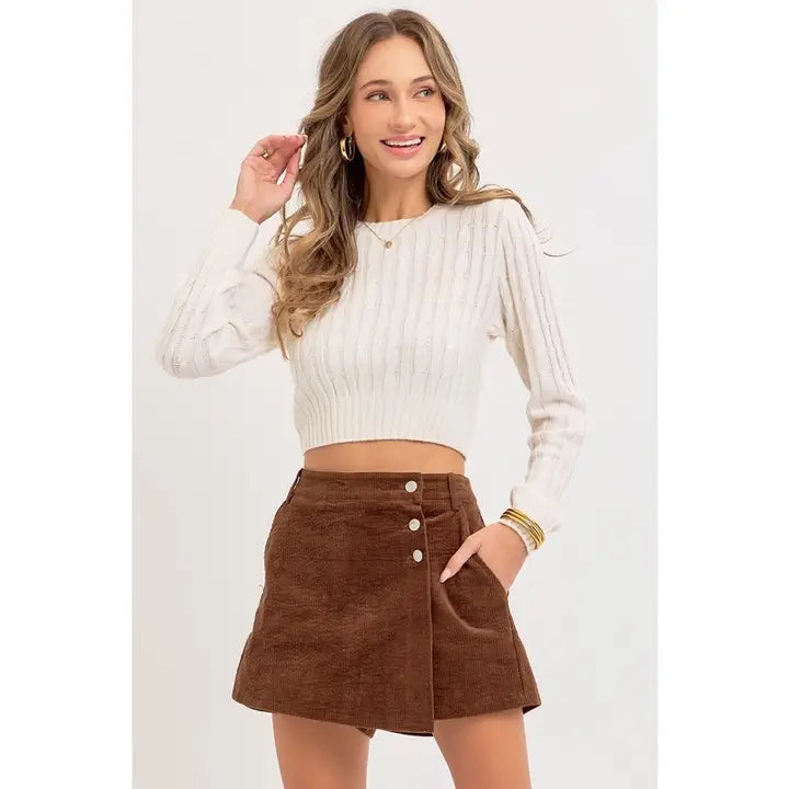 Brown Corduroy Skort