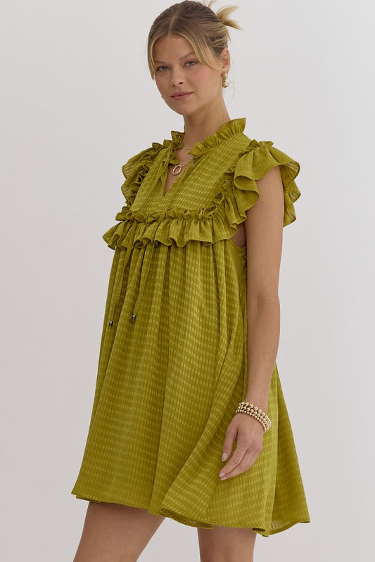 Dijon Checkered Ruffle Dress