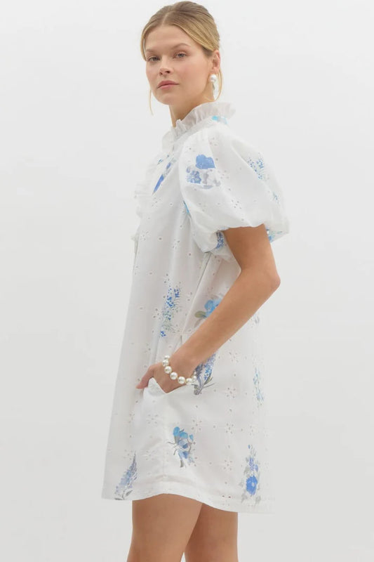White Eyelet Floral Dress
