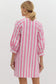 Pink Stripe V-Neck Dress