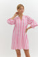 Pink Stripe V-Neck Dress