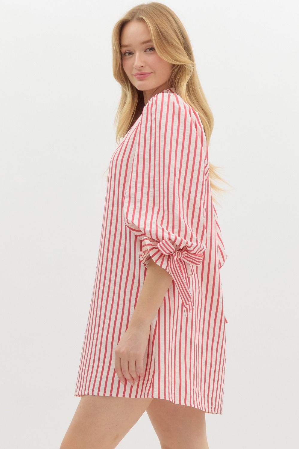 Red Textured Stripe Dress