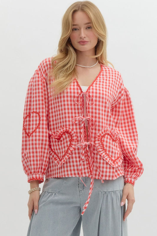 Red Gingham Heart Top