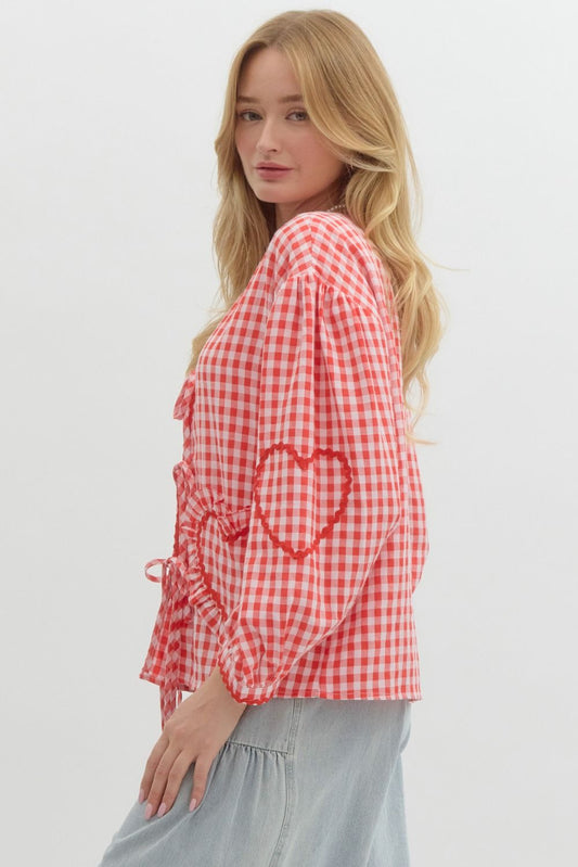 Red Gingham Heart Top