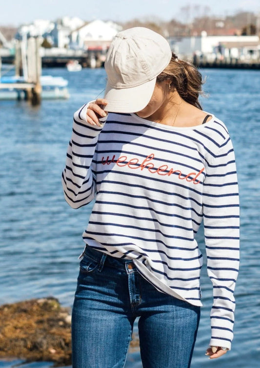 Weekend Long Sleeve Striped Lightweight Sweater